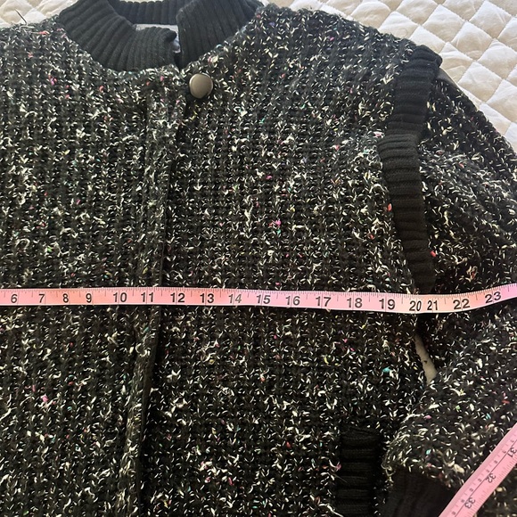Vintage 90s Karizma Black Speckled Wool Bomber Jacket (Size S/M) - Picture 13 of 15